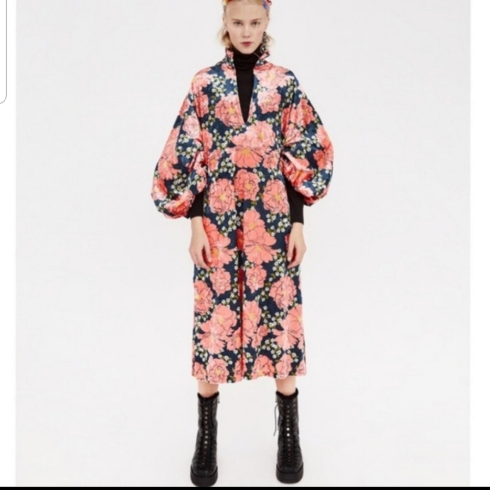 Zara Velour floral dress